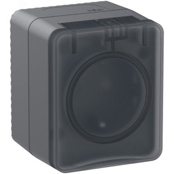 Розетка Atlas Profi54 1-ая IP54 с заземлением шторки антрацит