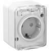 Розетка Atlas Profi54 1-ая IP54 с заземлением шторки белый
