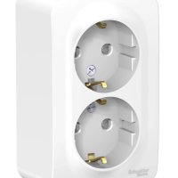 Розетка Blanca 2-ОП с заземлением монтажная пластина шторки белый (8)