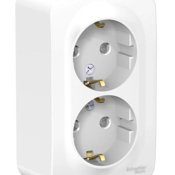 Розетка Blanca 2-ОП с заземлением монтажная пластина шторки белый (8)