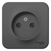 Розетка Blanca 1-ОП без заземления изолирующая пластина антрацит (18)