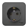 Розетка Blanca 1-ОП с заземлением изолирующая пластина антрацит (12)