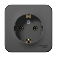 Розетка Blanca 1-ОП с заземлением изолирующая пластина антрацит (12)