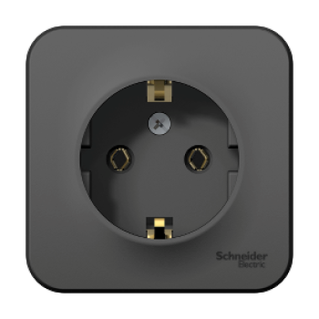 Розетка Blanca 1-ОП с заземлением изолирующая пластина антрацит (12)