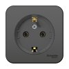 Розетка Blanca 1-ОП с заземлением изолирующая пластина компакт антрацит (12)