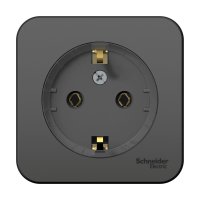 Розетка Blanca 1-ОП с заземлением изолирующая пластина компакт антрацит (12)