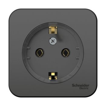 Розетка Blanca 1-ОП с заземлением изолирующая пластина компакт антрацит (12)