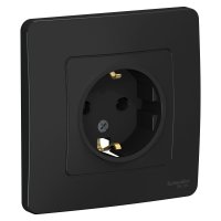 Розетка Blanca 1-СП с заземлением антрацит (10)