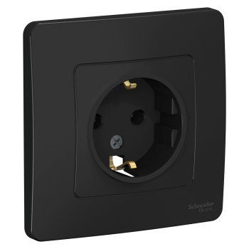 Розетка Blanca 1-СП с заземлением антрацит (10)