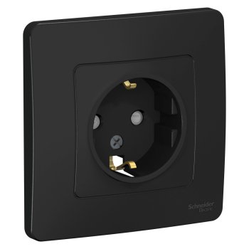 Розетка Blanca 1-СП с заземлением шторки антрацит (10)
