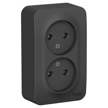 Розетка Blanca 2-ОП без заземления изолирующая пластина антрацит (10)