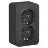 Розетка Blanca 2-ОП с заземлением изолирующая пластина антрацит (8)
