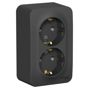 Розетка Blanca 2-ОП с заземлением изолирующая пластина антрацит (8)