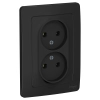 Розетка Blanca 2-СП без заземления антрацит (6/12)