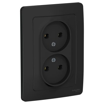 Розетка Blanca 2-СП без заземления антрацит (6/12)