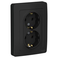 Розетка Blanca 2-СП с заземлением антрацит (6/12)