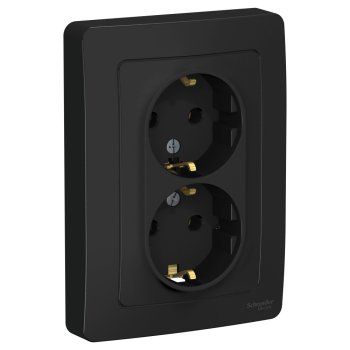 Розетка Blanca 2-СП с заземлением антрацит (6/12)