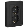 Розетка Blanca 2-СП с заземлением шторки антрацит (6/12)