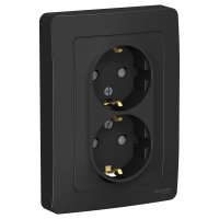 Розетка Blanca 2-СП с заземлением шторки антрацит (6/12)