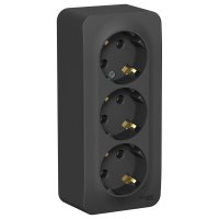 Розетка Blanca 3-ОП с заземлением изолирующая пластина антрацит (5)