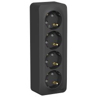 Розетка Blanca 4-ОП с заземлением шторки изолирующая пластина антрацит (4)