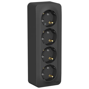 Розетка Blanca 4-ОП с заземлением шторки изолирующая пластина антрацит (4)