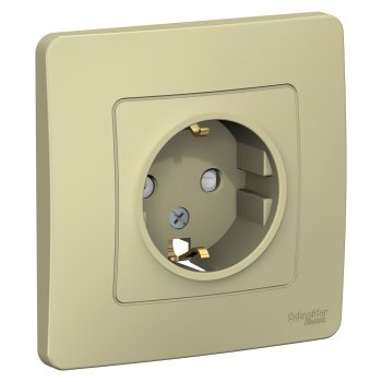 Розетка Blanca 1-СП с заземлением шторки бежевый (10/60)