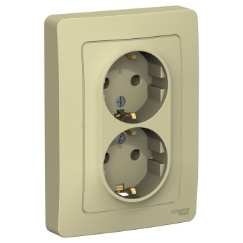 Розетка Blanca 2-СП с заземлением бежевый (6/36)