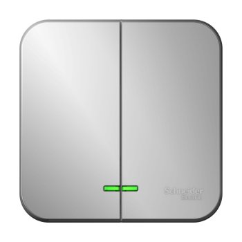 Выключатель Blanca 2-ОП 10А подсветка изолирующая пластина алюминий (15)