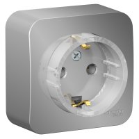 Розетка Blanca 1-ОП с заземлением изолирующая компакт алюминий (12)