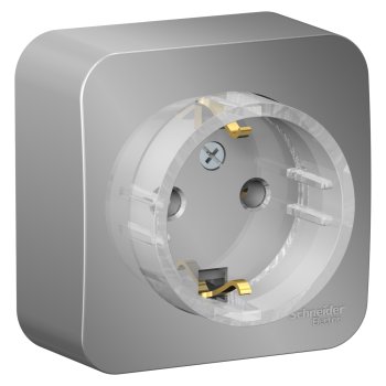 Розетка Blanca 1-ОП с заземлением изолирующая компакт алюминий (12)