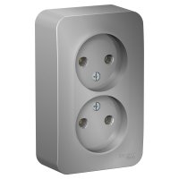 Розетка Blanca 2-ОП без заземления изолирующая пластина алюминий (10/20)