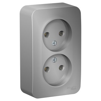 Розетка Blanca 2-ОП без заземления изолирующая пластина алюминий (10/20)