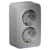 Розетка Blanca 2-ОП с заземлением изолирующая пластина алюминий (8)