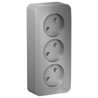 Розетка Blanca 3-ОП без заземления изолирующая пластина алюминий (6/12)