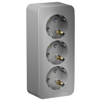 Розетка Blanca 3-ОП с заземлением изолирующая пластина алюминий (5)