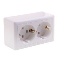 Розетка Хит 2-ОП с заземлением белый (84)
