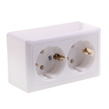 Розетка Хит 2-ОП с заземлением монтажная пластина белый (84)