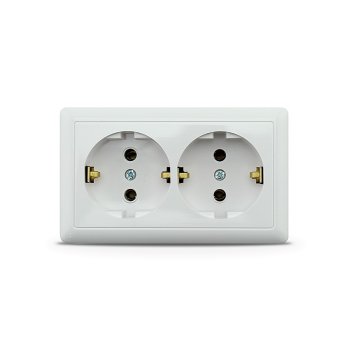 Розетка Хит 2-СП с заземлением белый (68)