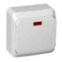 Выключатель Этюд 1кл проходной с подсветкой белый (25)