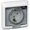 Розетка Этюд 1-СП белый с заземлением шторки IP44