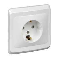 Розетка Этюд 1-СП с заземлением шторки белый (20)