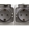 Розетка Этюд 2-ОП с заземлением шторки IP44 белый (42)