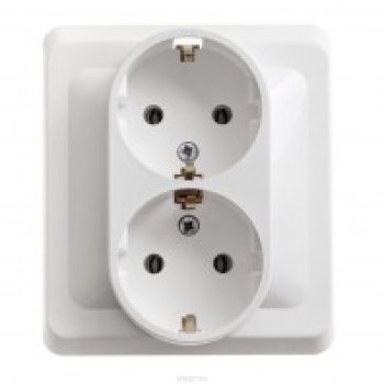 Розетка Этюд 2-СП с заземлением белый (15)