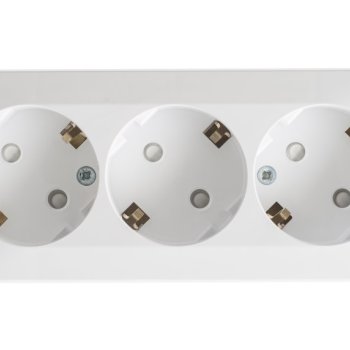 Розетка Этюд 3-ОП с заземлением шторки белый (9)