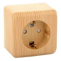 Розетка Этюд 1-ОП с заземлением шторки сосна (17)