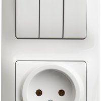 Блок Glossa 3кл + розетка б/з белый (9)