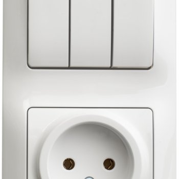 Блок Glossa 3кл + розетка б/з белый (9)