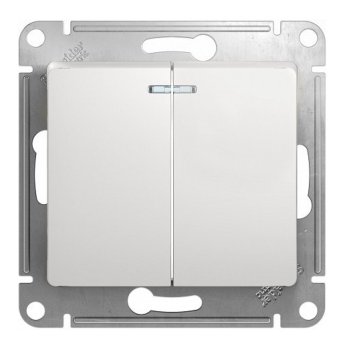 Механизм выключателя Glossa 2кл подсветка белый (20)