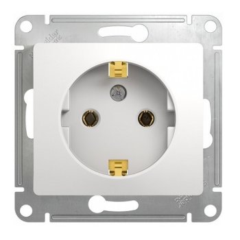 Механизм розетки Glossa 1-ая с заземлением белый (20/160)